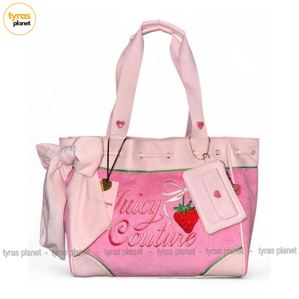 JUICY COUTURE Retro Strawberry Tote Bag Daydreamer Pink UK Exclusive NWT